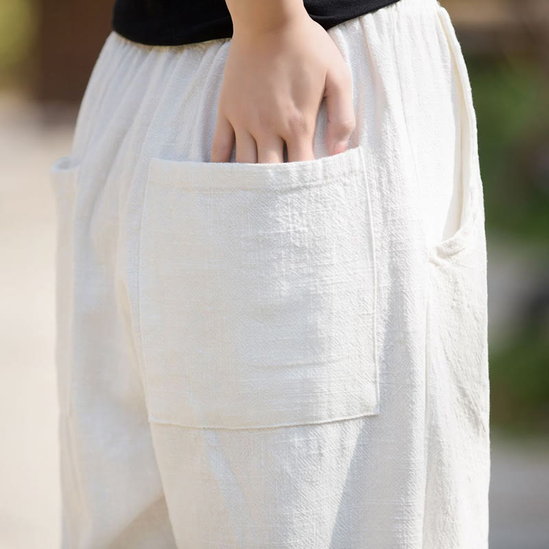 Buddha Stones Casual Ramie Linen Cotton Yoga Pants With Pockets - image 12