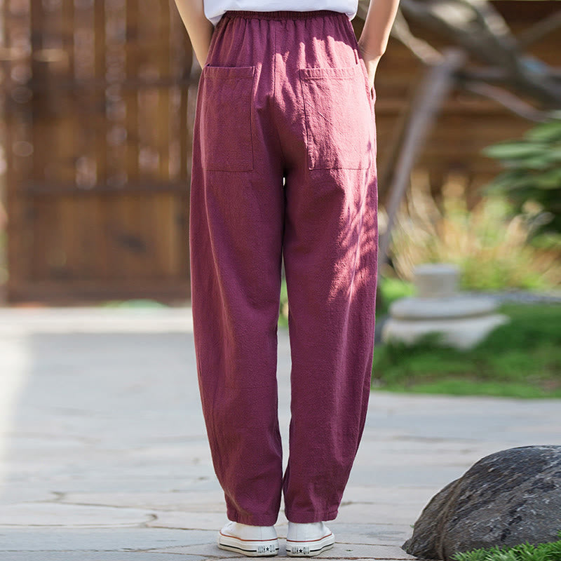 Buddha Stones Casual Ramie Linen Cotton Yoga Pants With Pockets - image 17