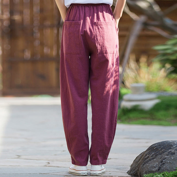 Buddha Stones Casual Ramie Linen Cotton Yoga Pants With Pockets - image 17