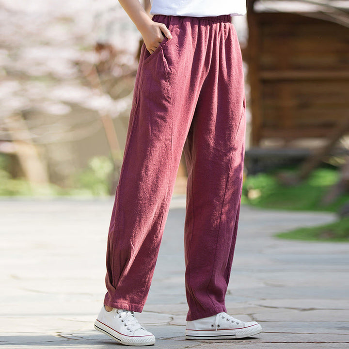 Buddha Stones Casual Ramie Linen Cotton Yoga Pants With Pockets - image 16