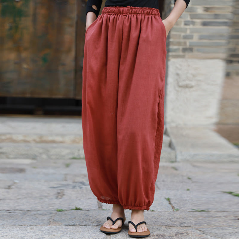 Buddha Stones Casual Summer Women's Cotton Pants With Pockets - image 24
