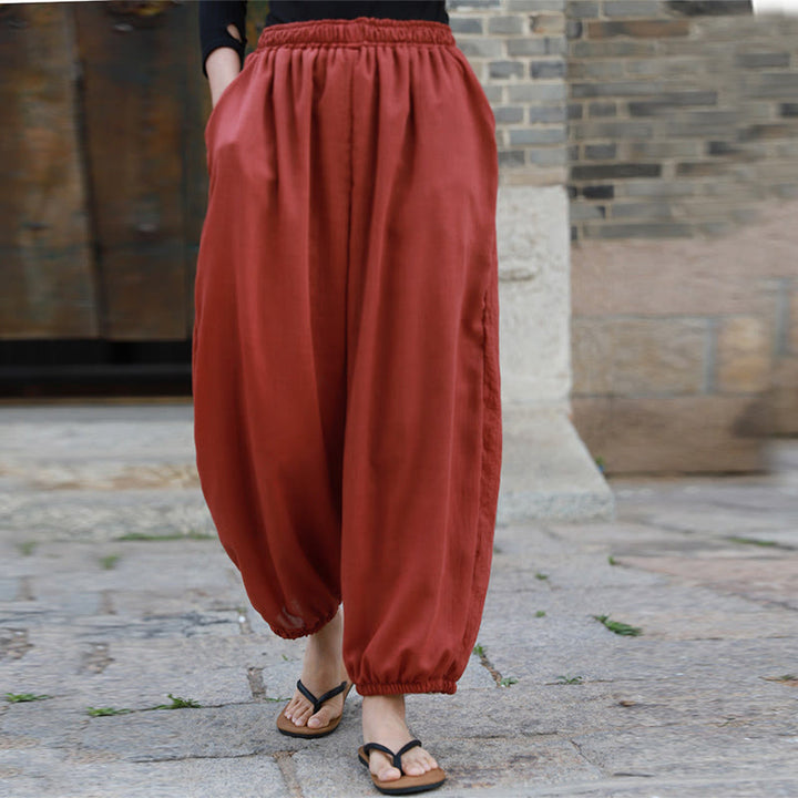 Buddha Stones Casual Summer Women's Cotton Pants With Pockets - image 25