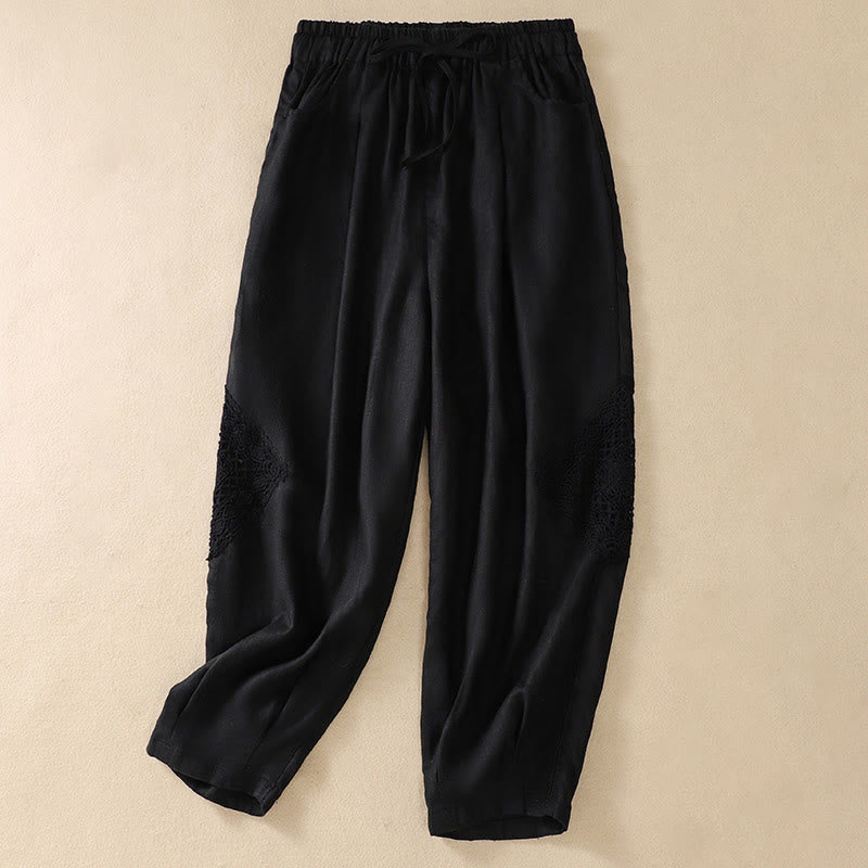 Buddha Stones Summer Women's Drawstring Harem Pants With Pockets - Black - US8-10，UK/AU12-14，EU40-42 (2XL) - image 6
