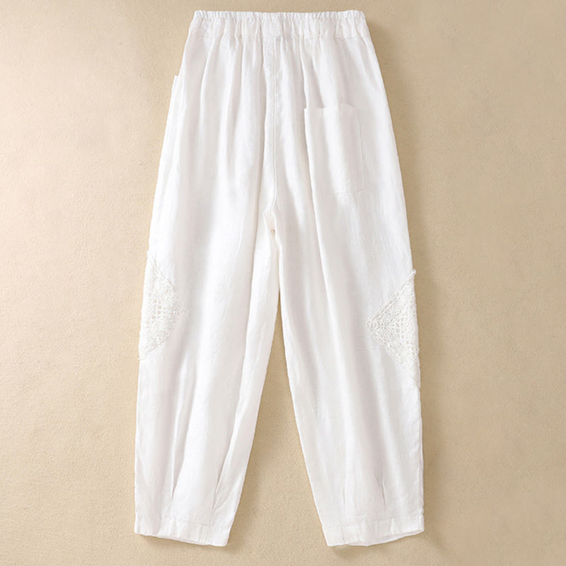 Buddha Stones Summer Women's Cotton Drawstring Harem Pants With Pockets - image 6