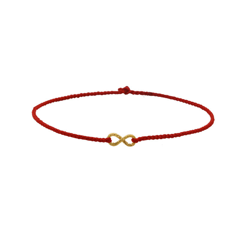 Buddha Stones 999 Gold Mobius Infinite Love Fu Character Copper Coin Protection Handmade Ultra-Thin Rope Bracelet - image 11