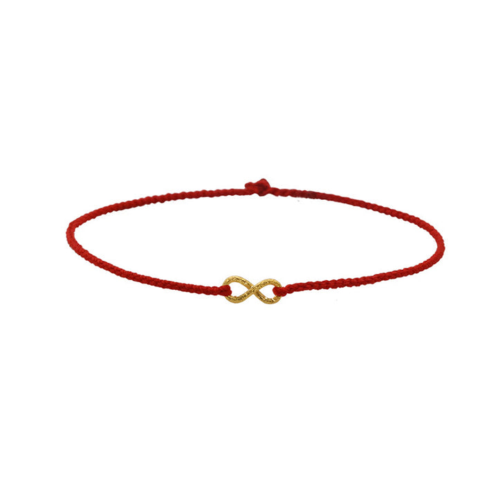 Buddha Stones 999 Gold Mobius Infinite Love Fu Character Copper Coin Protection Handmade Ultra-Thin Rope Bracelet - image 11