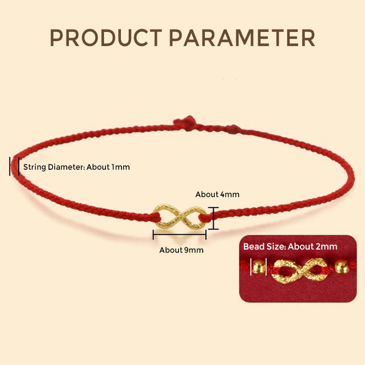 Buddha Stones 999 Gold Mobius Infinite Love Fu Character Copper Coin Protection Handmade Ultra-Thin Rope Bracelet - image 10