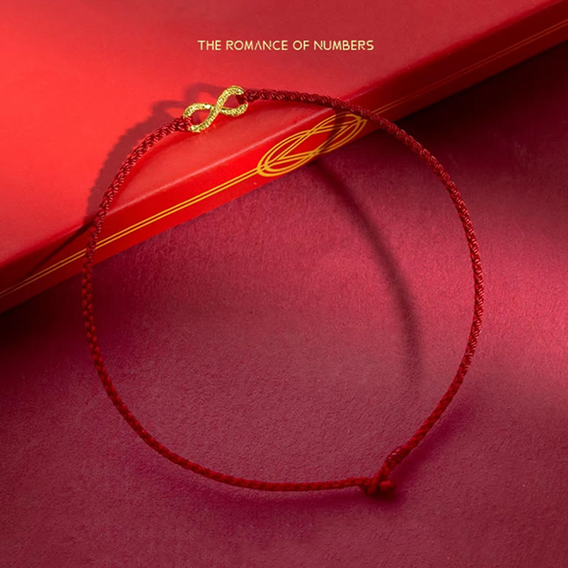 Buddha Stones 999 Gold Mobius Infinite Love Fu Character Copper Coin Protection Handmade Ultra-Thin Rope Bracelet - image 7
