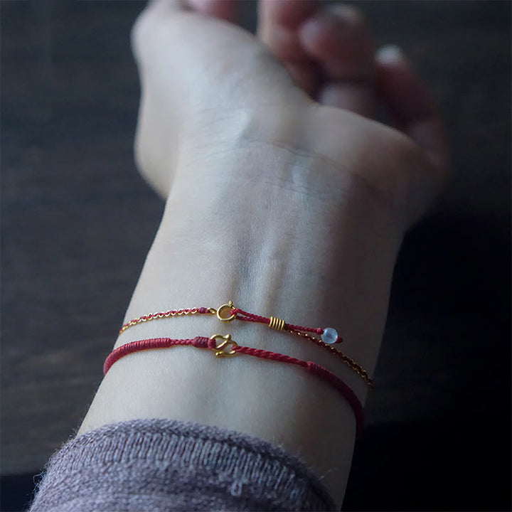 Buddha Stones 999 Gold Small Gourd Charm Handmade Luck Strength Rope Bracelet - image 9