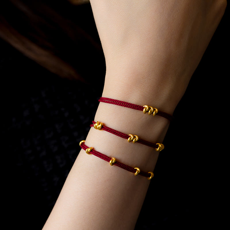 Buddha Stones 999 Gold Wish Knot Design Handmade Luck Braided Rope Bracelet - image 0
