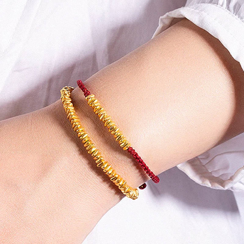 Buddha Stones 999 Gold Small Gold Pieces Design Handmade Protection Braided Rope Bracelet - image 11