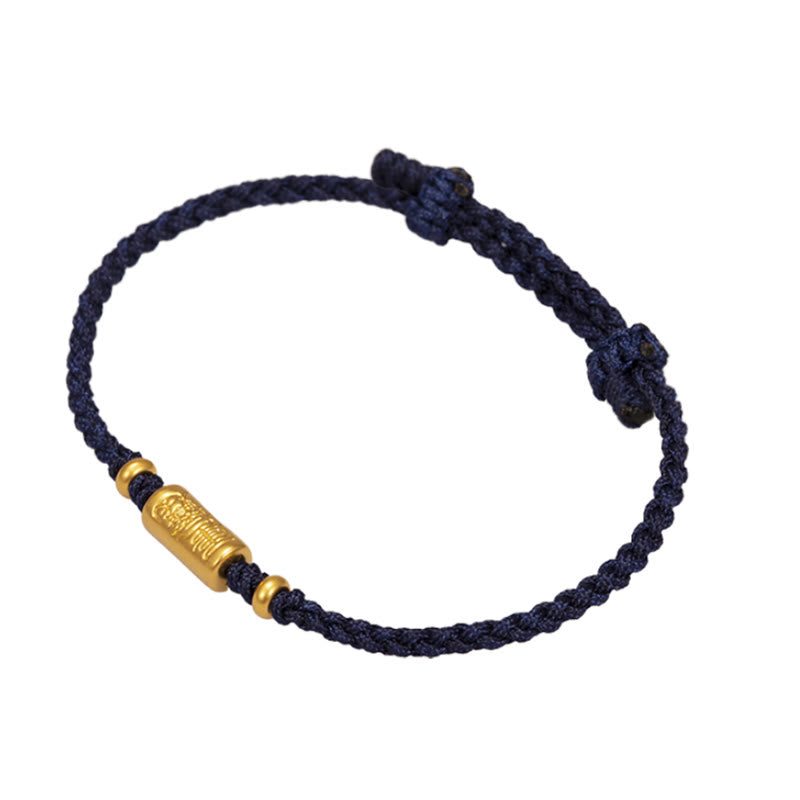Buddha Stones 999 Gold Good Luck Amulet Carved Design Handmade Strength Braided Rope Bracelet - image 11