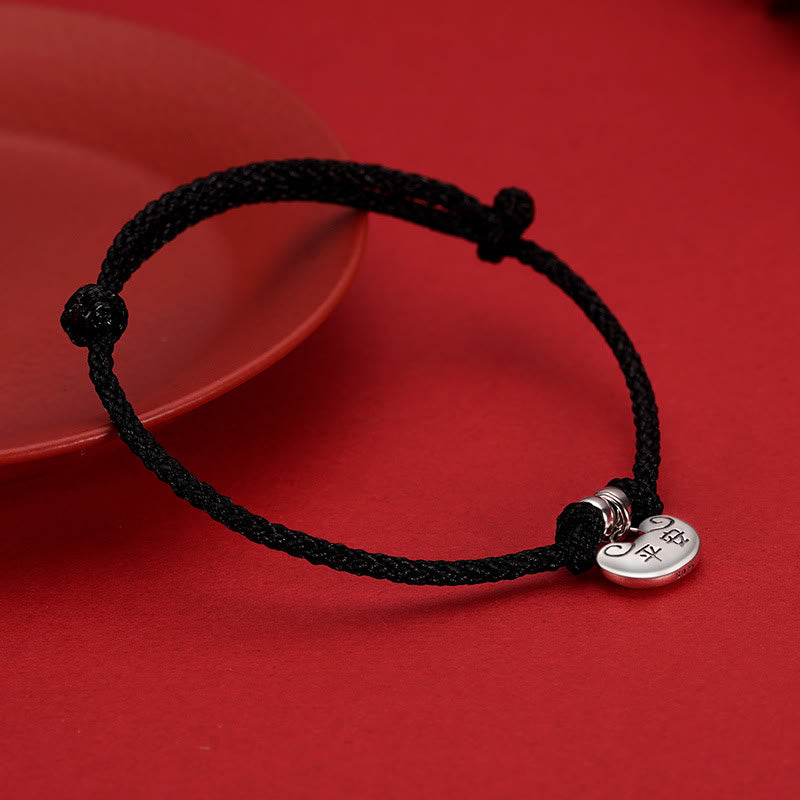 Buddha Stones Handmade 925 Sterling Silver Peace And Joy Safe Well Wish Lock Strength Braided Rope Bracelet - image 7