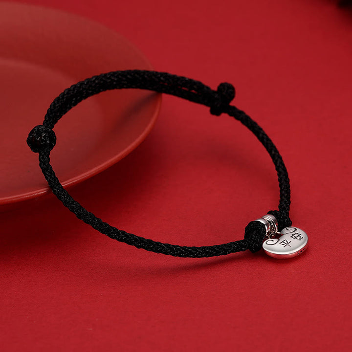 Buddha Stones Handmade 925 Sterling Silver Peace And Joy Safe Well Wish Lock Strength Braided Rope Bracelet - image 7