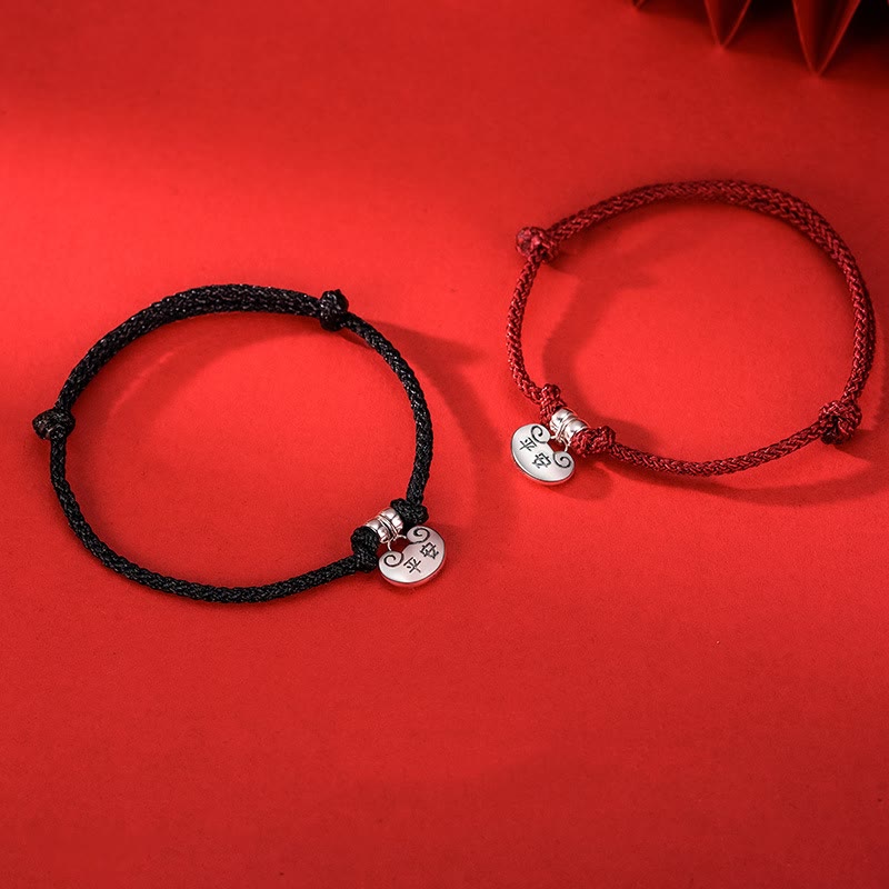 Buddha Stones Handmade 925 Sterling Silver Peace And Joy Safe Well Wish Lock Strength Braided Rope Bracelet - image 2