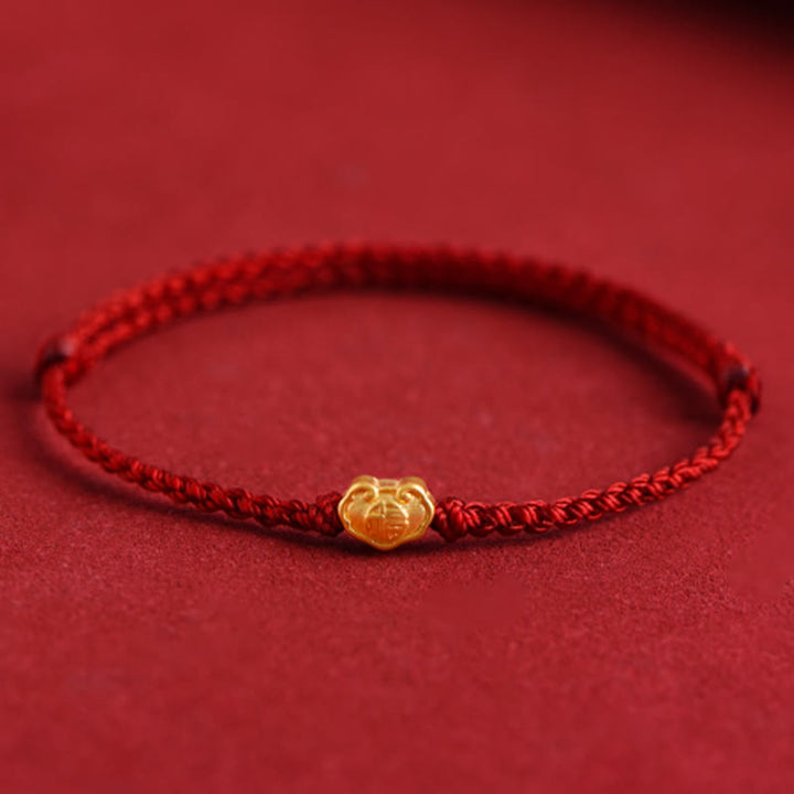 Buddha Stones 999 Gold Chinese Lock Charm Fu Character Protection Handmade Rope Bracelet - image 13