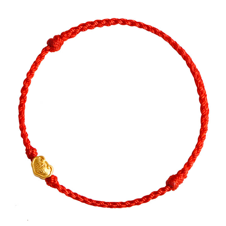Buddha Stones 999 Gold Chinese Lock Charm Fu Character Protection Handmade Rope Bracelet - image 10