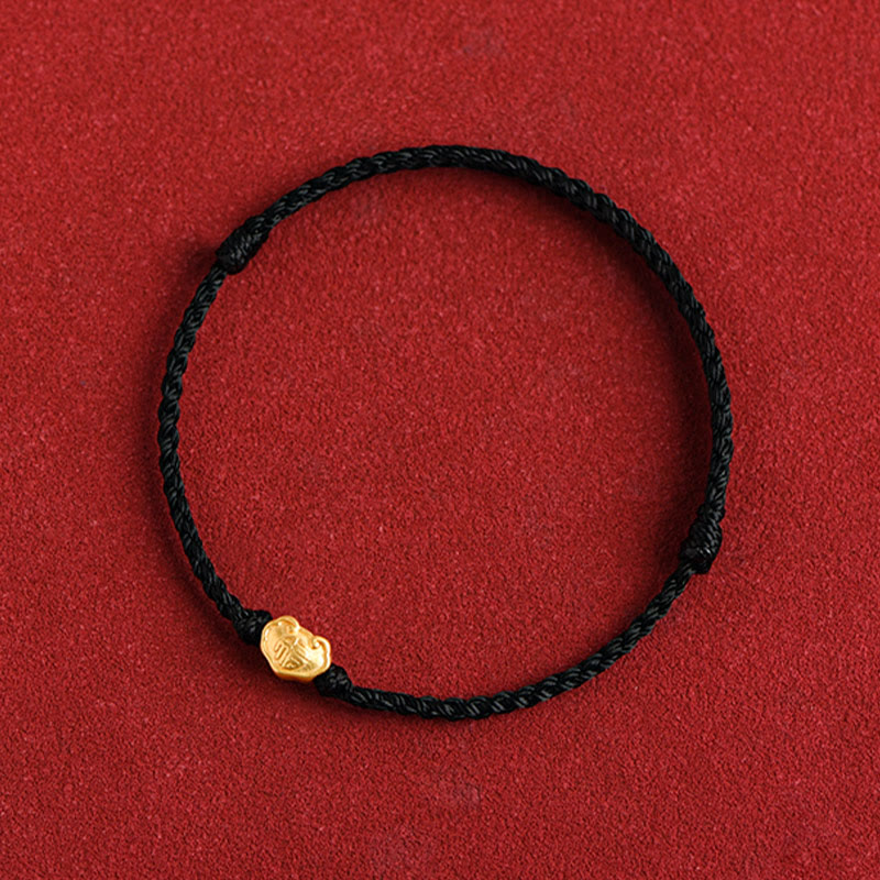Buddha Stones 999 Gold Chinese Lock Charm Fu Character Protection Handmade Rope Bracelet - image 17