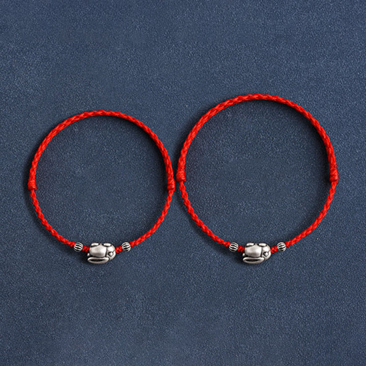 Buddha Stones Handmade 999 Sterling Silver Rabbit Luck Rope Bracelet Anklet - image 13