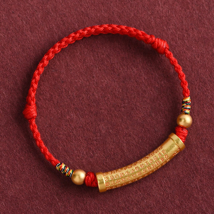 Buddha Stones Handmade Alloy Heart Sutra Protection Strength Rope Bracelet Anklet - image 5