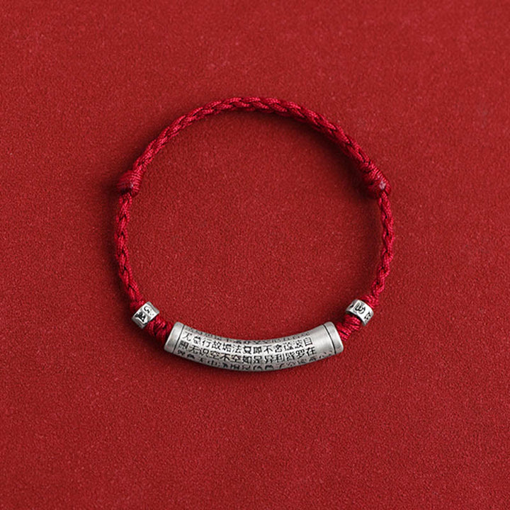 Buddha Stones Handmade 999 Sterling Silver Om Mani Padme Hum Heart Sutra Carved Luck Rope Bracelet Anklet - image 10