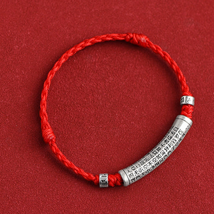 Buddha Stones Handmade 999 Sterling Silver Om Mani Padme Hum Heart Sutra Carved Luck Rope Bracelet Anklet - image 15