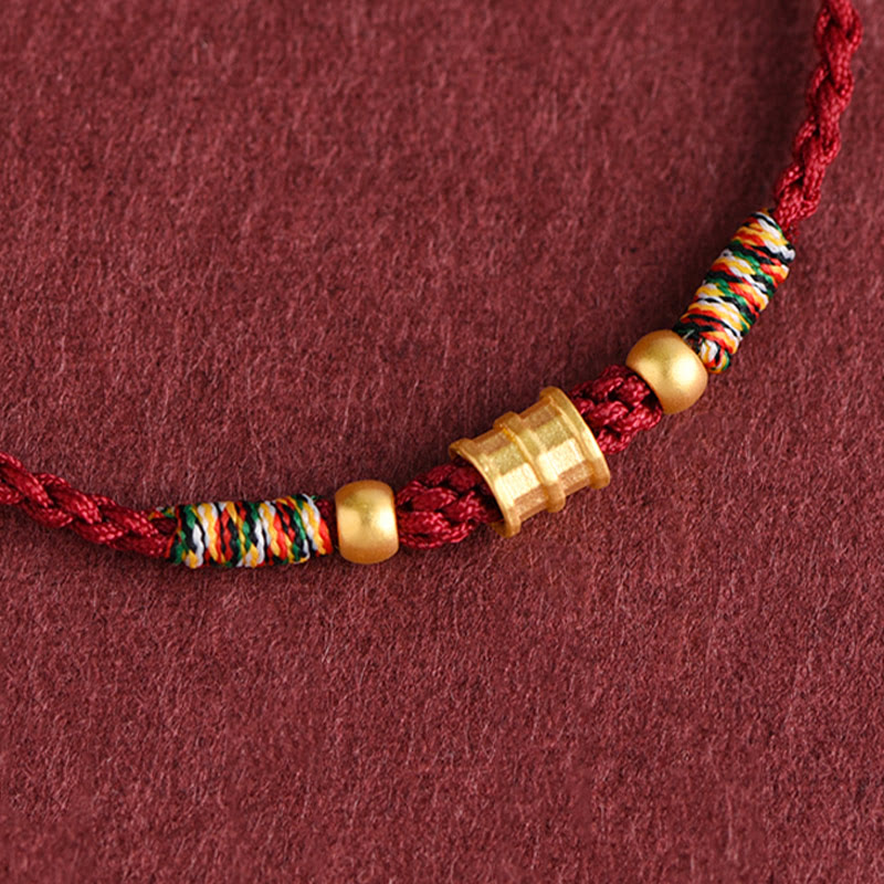 Buddha Stones 999 Gold Small Bucket Shape Design Handmade Luck Braided Rope Bracelet Anklet - image 7