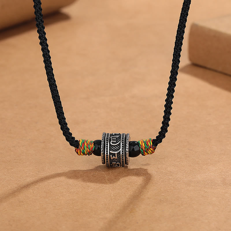 Buddha Stones Tibet Om Mani Padme Hum Swastika PiXiu Copper Wisdom Rope Necklace Pendant - Om Mani Padme Hum - image 0