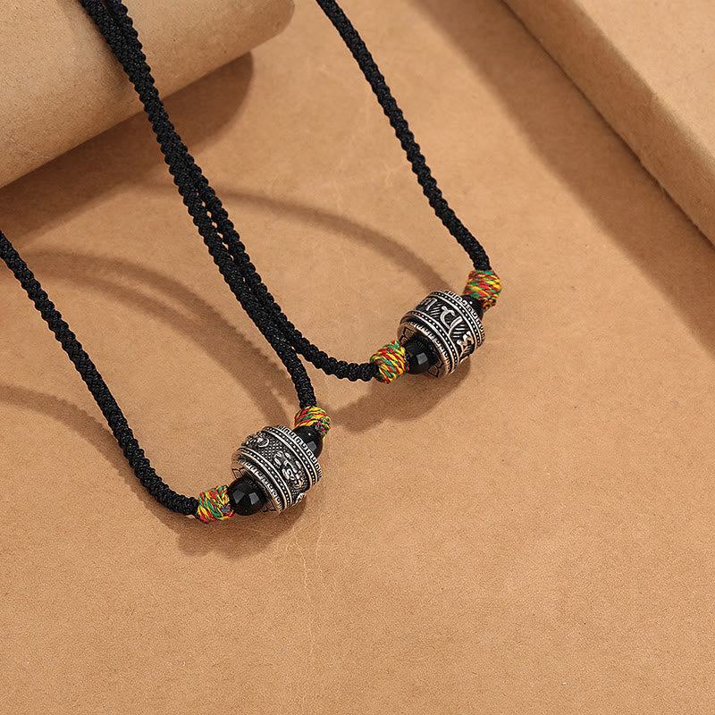 Buddha Stones Tibet Om Mani Padme Hum Swastika PiXiu Copper Wisdom Rope Necklace Pendant - image 1