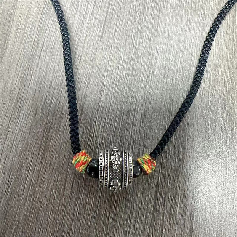 Buddha Stones Tibet Om Mani Padme Hum Swastika PiXiu Copper Wisdom Rope Necklace Pendant - image 7