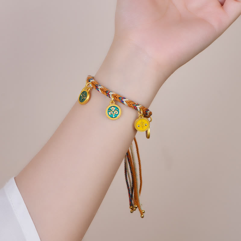 Buddha Stones Handmade Tibetan Multicolored Rope Five God Of Wealth Luck Bracelet - image 4