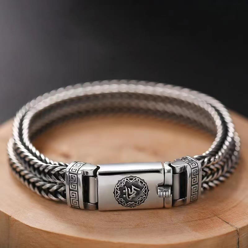 Buddha Stones Om Mani Padme Hum Purity Peace Braid Style Bracelet - 22cm - image 0