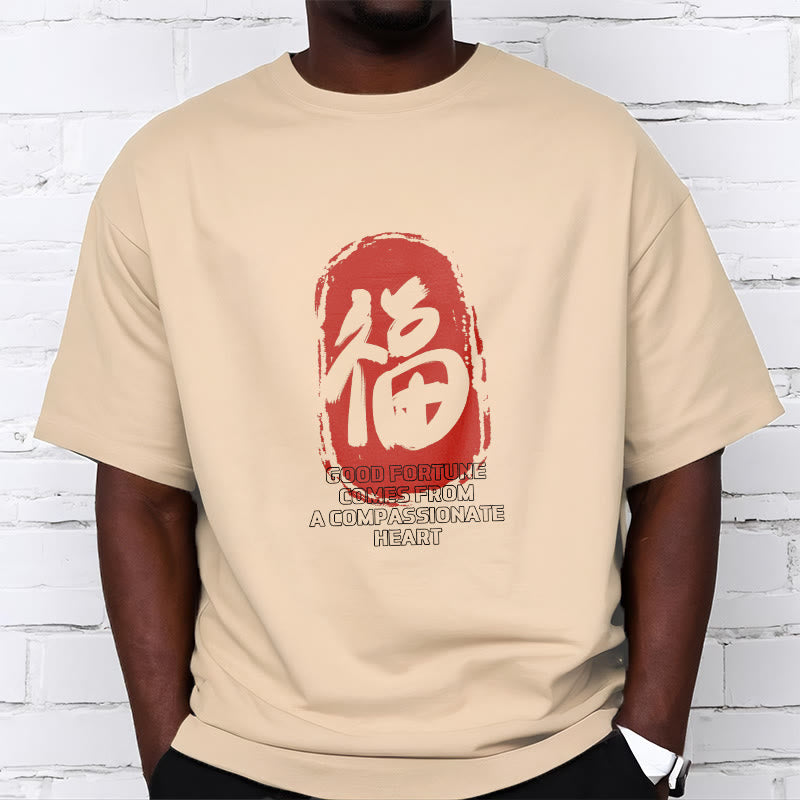 Buddha Stones Fu Good Fortune Comes From A Compassionate Heart Tee T-shirt - image 13