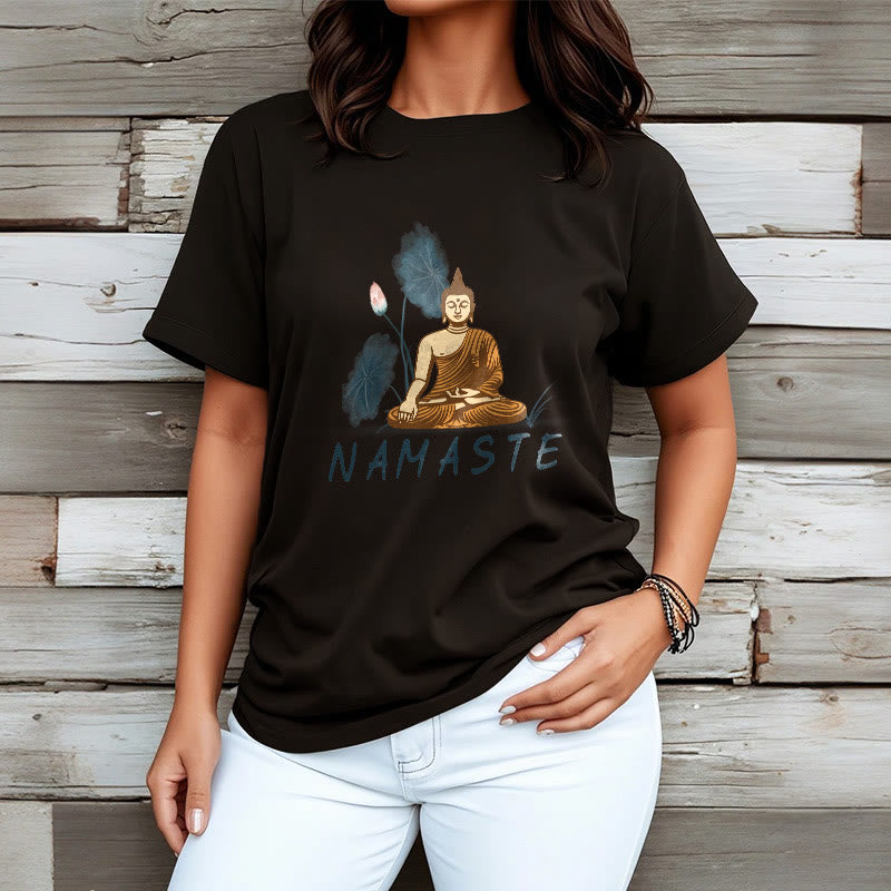 Buddha Stones NAMASTE Buddha Lotus Leaf Tee T-shirt - image 27