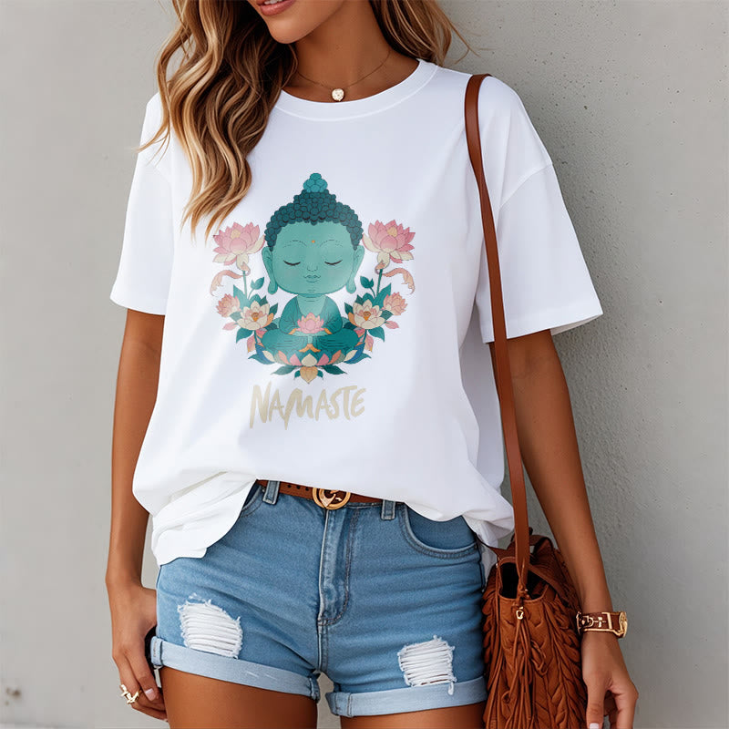 Buddha Stones NAMASTE Buddha Lotus Meditation Tee T-shirt - image 23