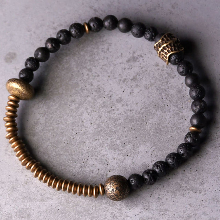 Buddha Stones Support Healing Lava Rock Beads Copper Bracelet - image 9