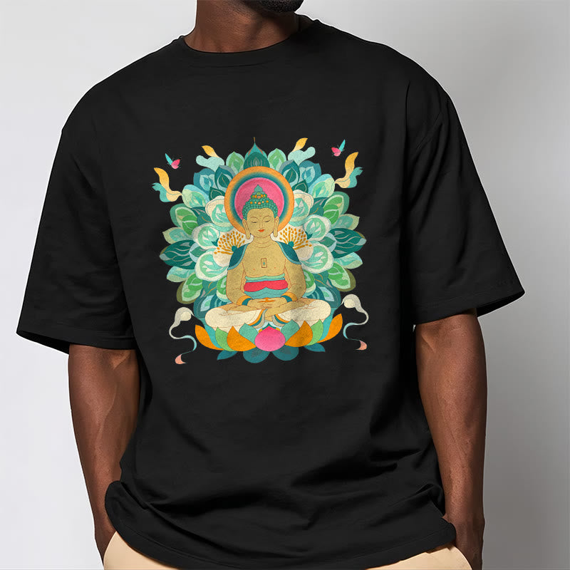 Buddha Stones Butterfly Lotus Buddha-Inspired Tee T-shirt - image 4