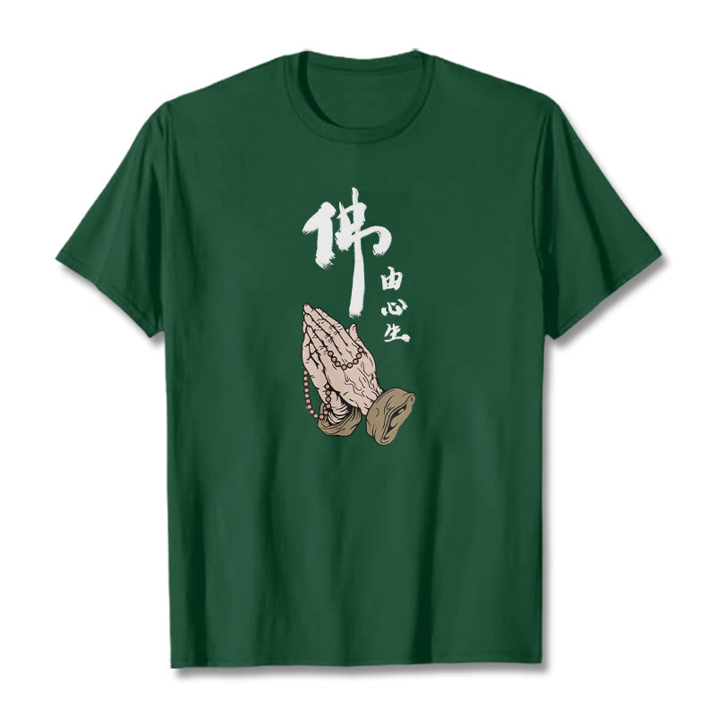 Buddha Stones Praying Tee T-shirt - Forest Green - 2XL - image 7