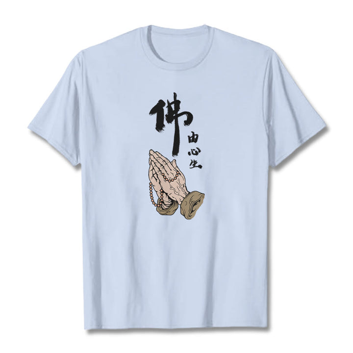 Buddha Stones Praying Tee T-shirt - Light Cyan - 2XL - image 11