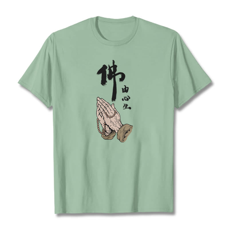 Buddha Stones Praying Tee T-shirt - Pale Green - 2XL - image 9