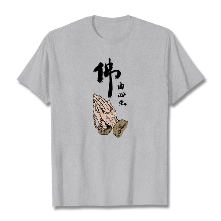 Buddha Stones Praying Tee T-shirt - Light Grey - 2XL - image 18