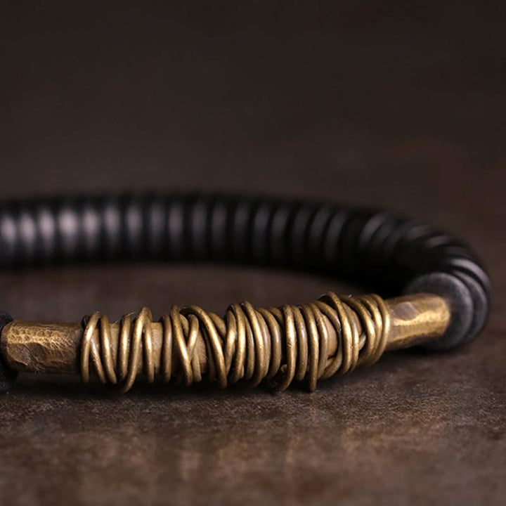 Buddha Stones Calm Tibetan Ebony Wood Copper Bracelet - image 3