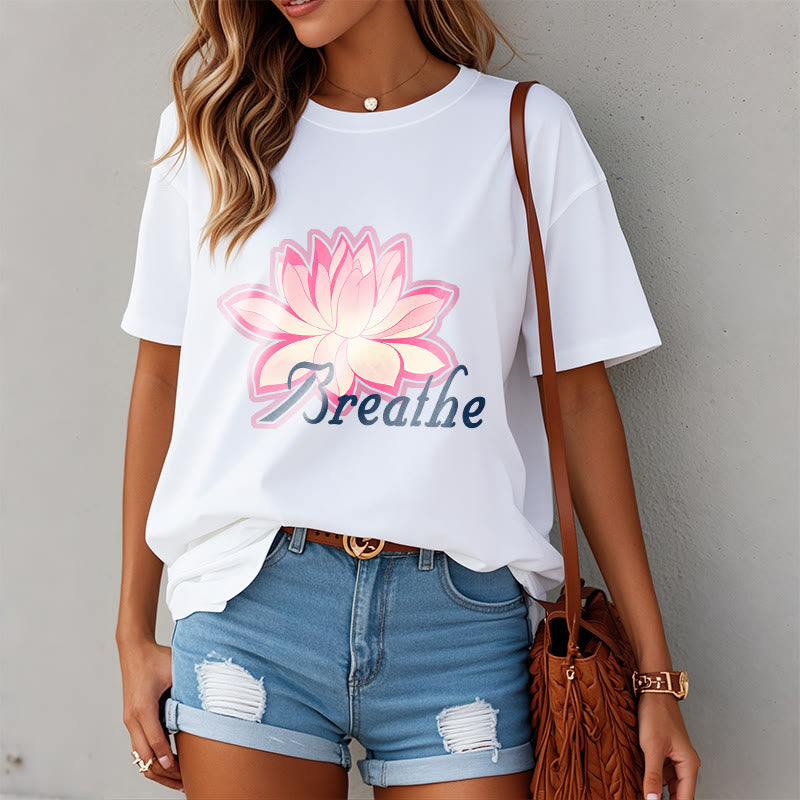 Buddha Stones BREATHE Lotus Flower Tee T-shirt - image 2