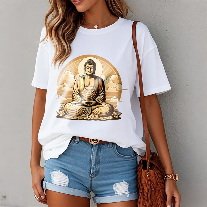 Buddha Stones Sun Auspicious Clouds Buddha Tee T-shirt - image 4