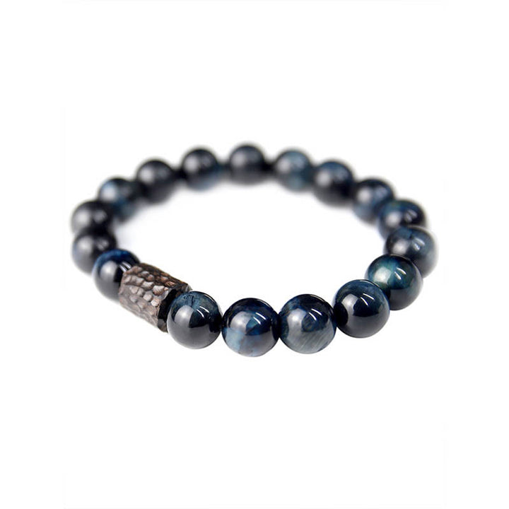 Buddha Stones Tiger Eye Ebony Wood Beads Calm Bracelet - image 12