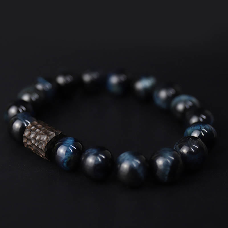 Buddha Stones Tiger Eye Ebony Wood Beads Calm Bracelet - image 2