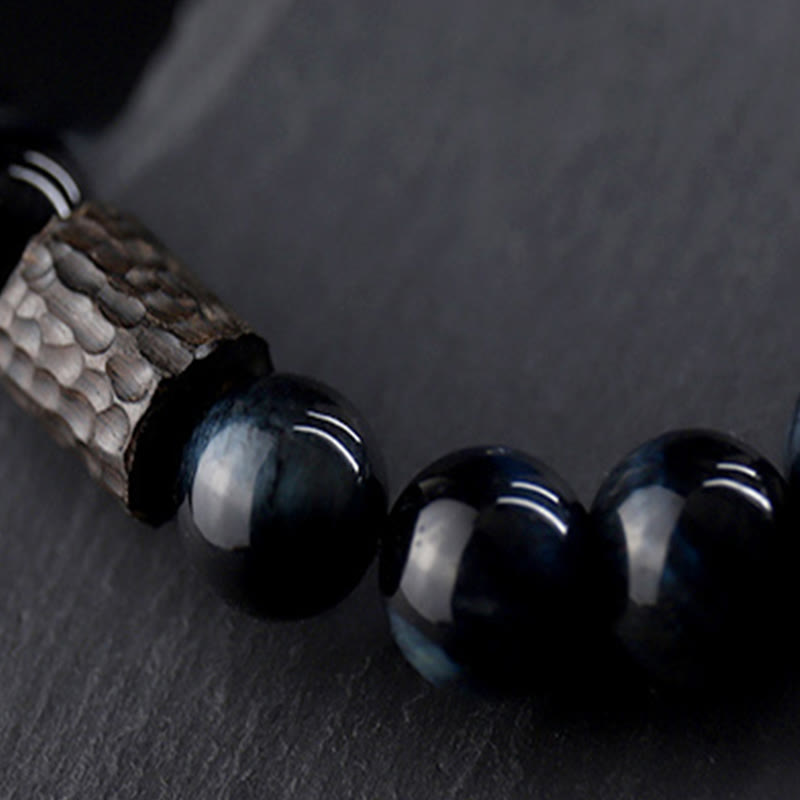 Buddha Stones Tiger Eye Ebony Wood Beads Calm Bracelet - image 10