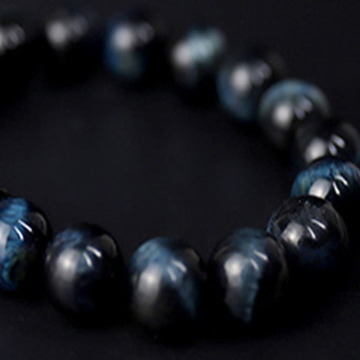 Buddha Stones Tiger Eye Ebony Wood Beads Calm Bracelet - image 9