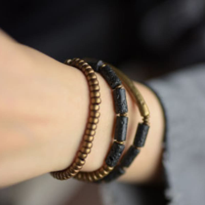 Buddha Stones Vintage Lava Rock Copper Beads Multi-layered Wrap Bracelet - image 8