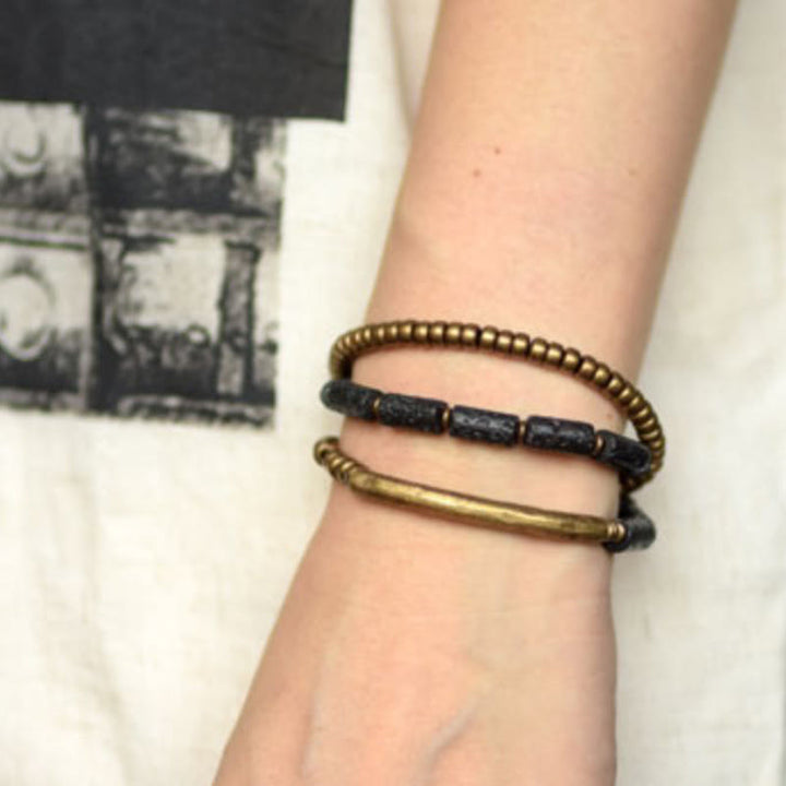 Buddha Stones Vintage Lava Rock Copper Beads Multi-layered Wrap Bracelet - image 15